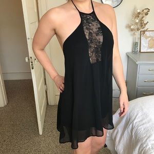 Black Lace Halter Dress